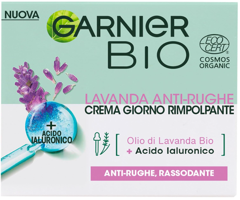 Garnier Vitamine, vitamine, soin hydratant bio anti-rides, soin du visage anti-âge avec lavande biologique, cosmétique naturel pour tous les types de peau, 1 x 50 ml