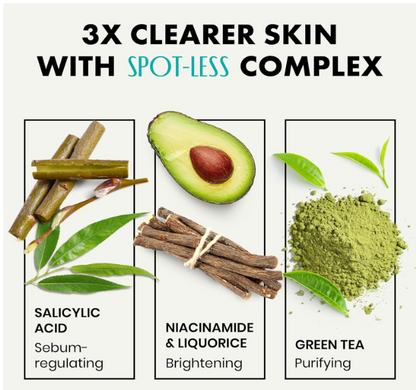 Nettoyant visage à l'acide salicylique - Acide salicylique + Niacinamide, Vitamine E et Thé vert, Nettoyant visage anti-acné pour femmes et hommes, Nettoyant visage pour un nettoyage en profondeur et un teint éclatant, Convient à tous les types de peau