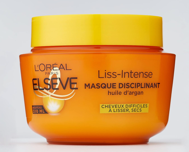 L’ORÉAL PARIS - Masque Disciplinant - Cheveux Difficiles à Lisser et Secs - Enrichi en Huile d'Argan - Elseve Liss-Intense - 310 ml