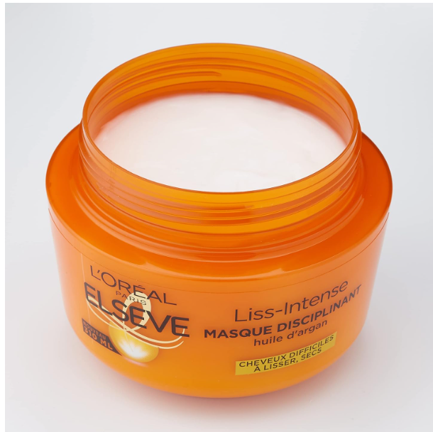 L’ORÉAL PARIS - Masque Disciplinant - Cheveux Difficiles à Lisser et Secs - Enrichi en Huile d'Argan - Elseve Liss-Intense - 310 ml