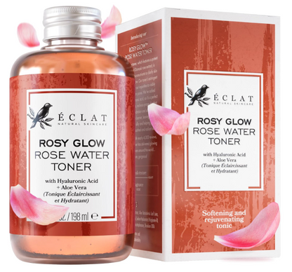 Lotion tonique à l'eau de rose Eclat Skincare – Lotion tonique hydratante pour le visage – Eau de rose à l'acide hyaluronique et à l'aloe vera – Formule sans alcool et apaisante pour la peau – Soin du visage rajeunissant et calmant