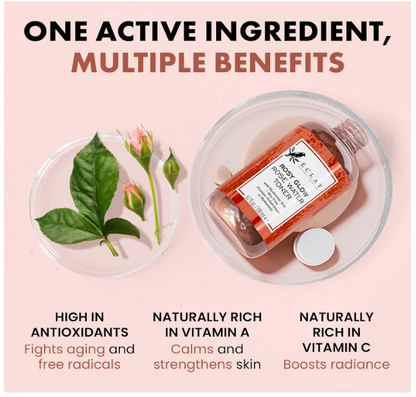Lotion tonique à l'eau de rose Eclat Skincare – Lotion tonique hydratante pour le visage – Eau de rose à l'acide hyaluronique et à l'aloe vera – Formule sans alcool et apaisante pour la peau – Soin du visage rajeunissant et calmant